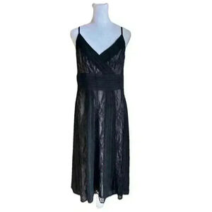LOFT Illusion Lace Slip Dress Size 8 Black LOFT